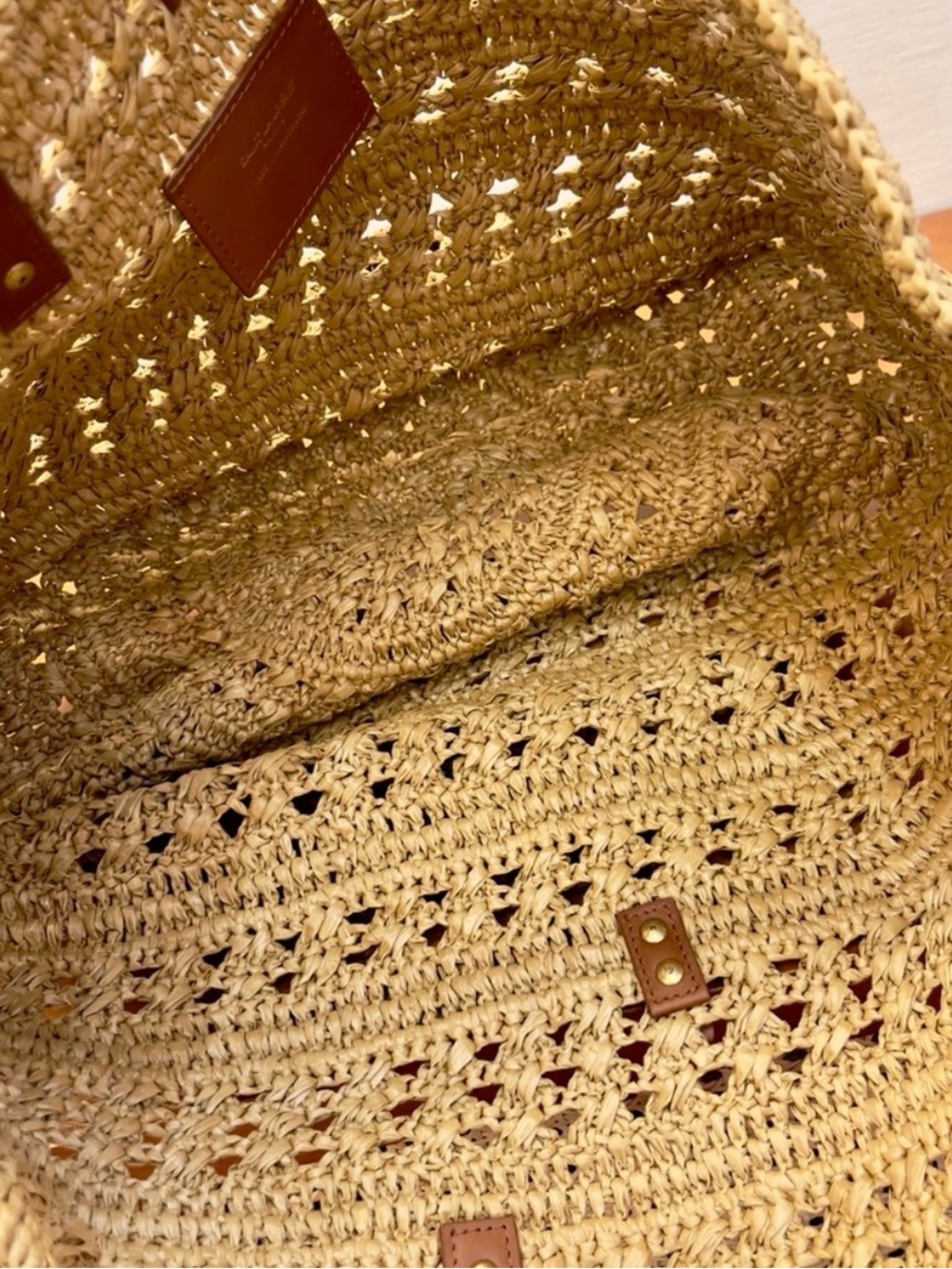 Saint Laurent Woven Straw Tote in Natural and Brown with Gold Hardware - Picture 7 of 8